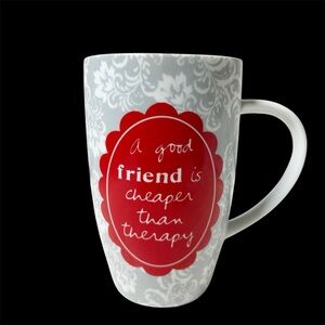 Mug Ceramic “A good friend is cheaper than therapy” from Sandra Magsamen Studio